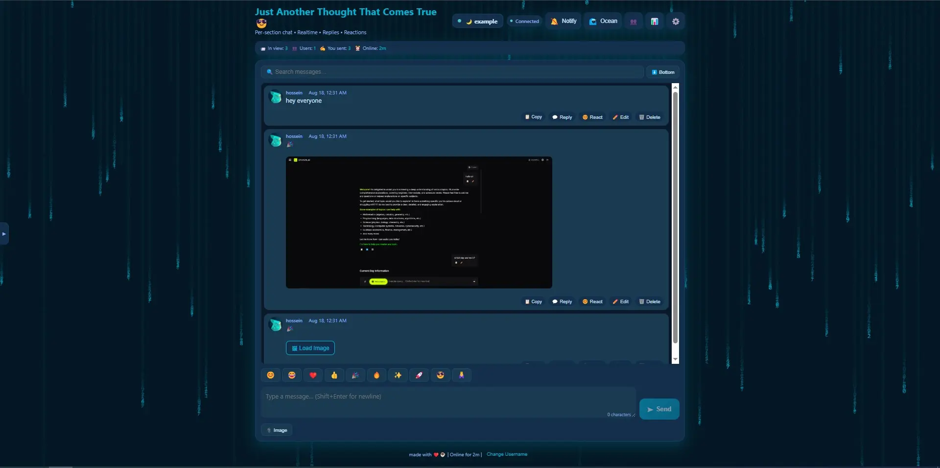 Live Messenger — realtime chat app preview