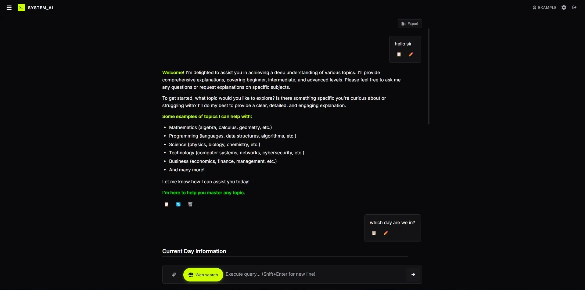 System AI — AI workspace interface preview